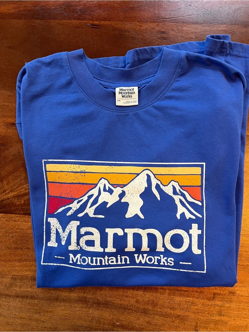 Marmot Mountain Work Blue Graphic Cotton T Shirt Size L - Picture 6 of 6